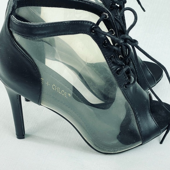 Chase + Chloe Shoes - CHASE + CHLOE lace up see through peek a boo toe clear shoe black high h…